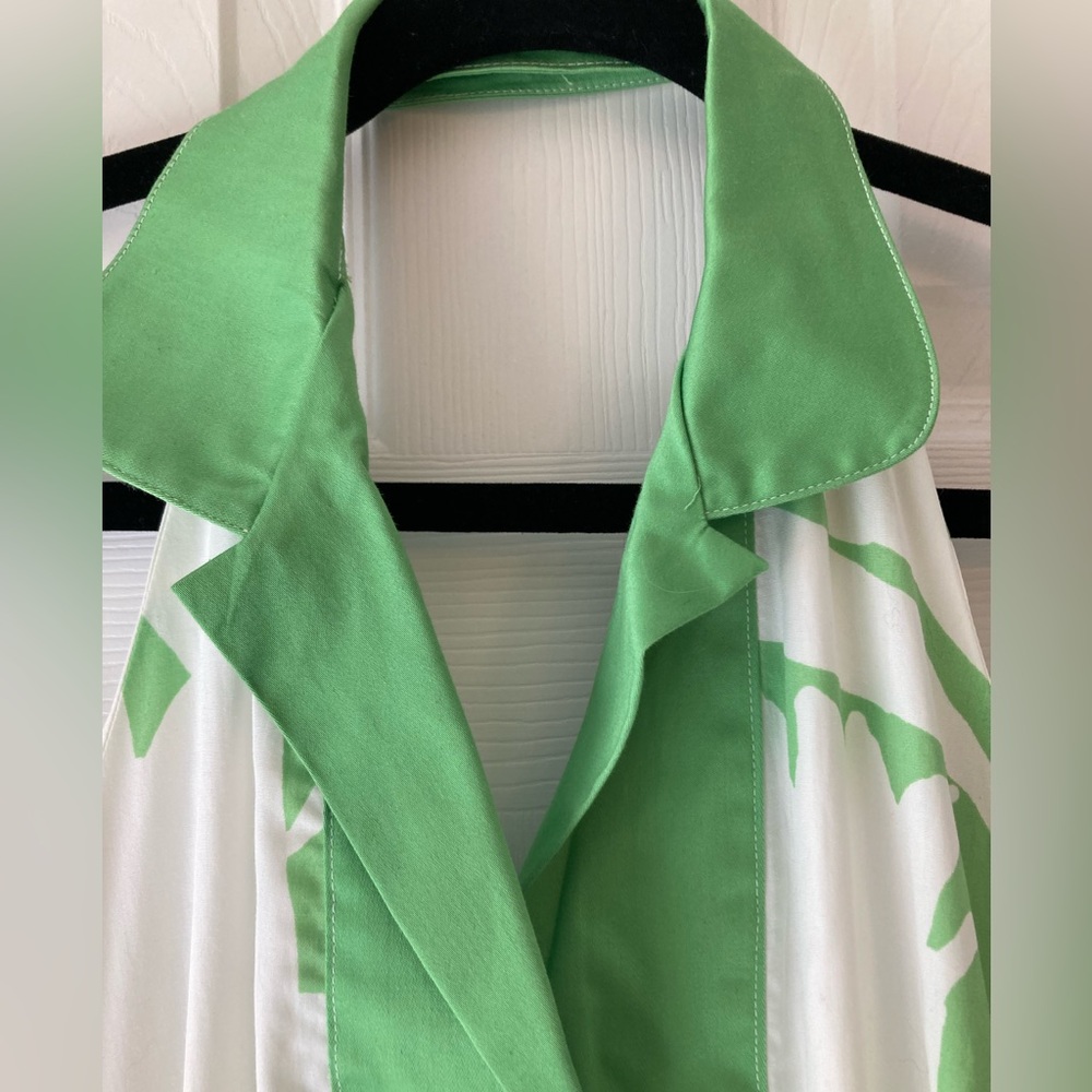Yves Cossette Depeche Mode Vintage Green/White Collared Halter Dress 10 - Picture 5 of 11